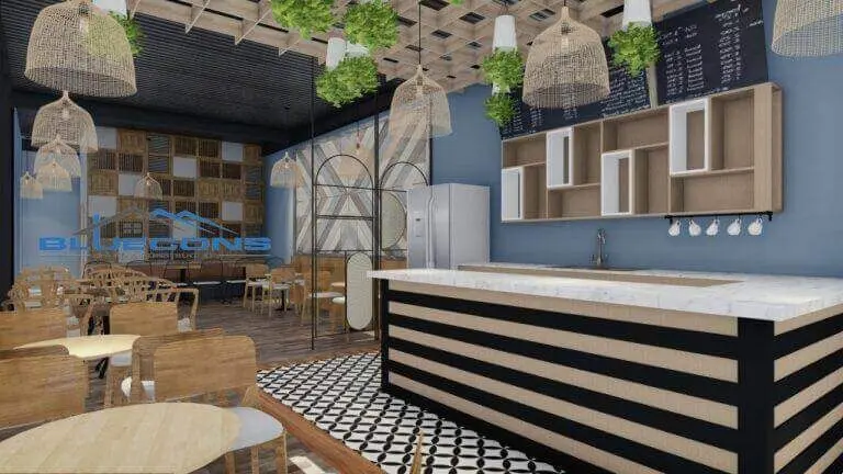 Không gian cafe hiện đại, trẻ trung