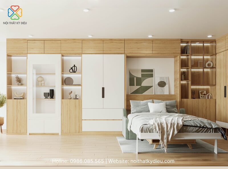 Giường kết hợp tủ kiểu tối giản