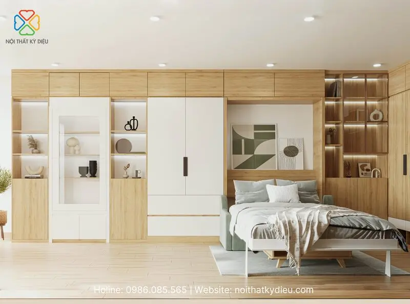 Giường kết hợp tủ kiểu tối giản