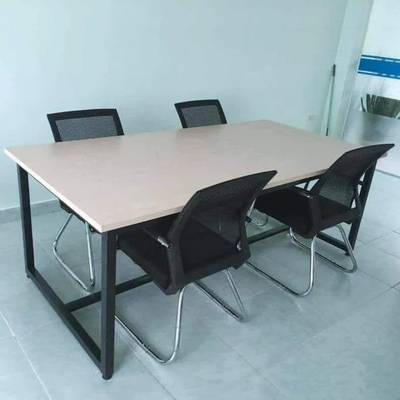 Mẫu bàn họp dài 1m8 mặt gỗ chân sắt đẹp