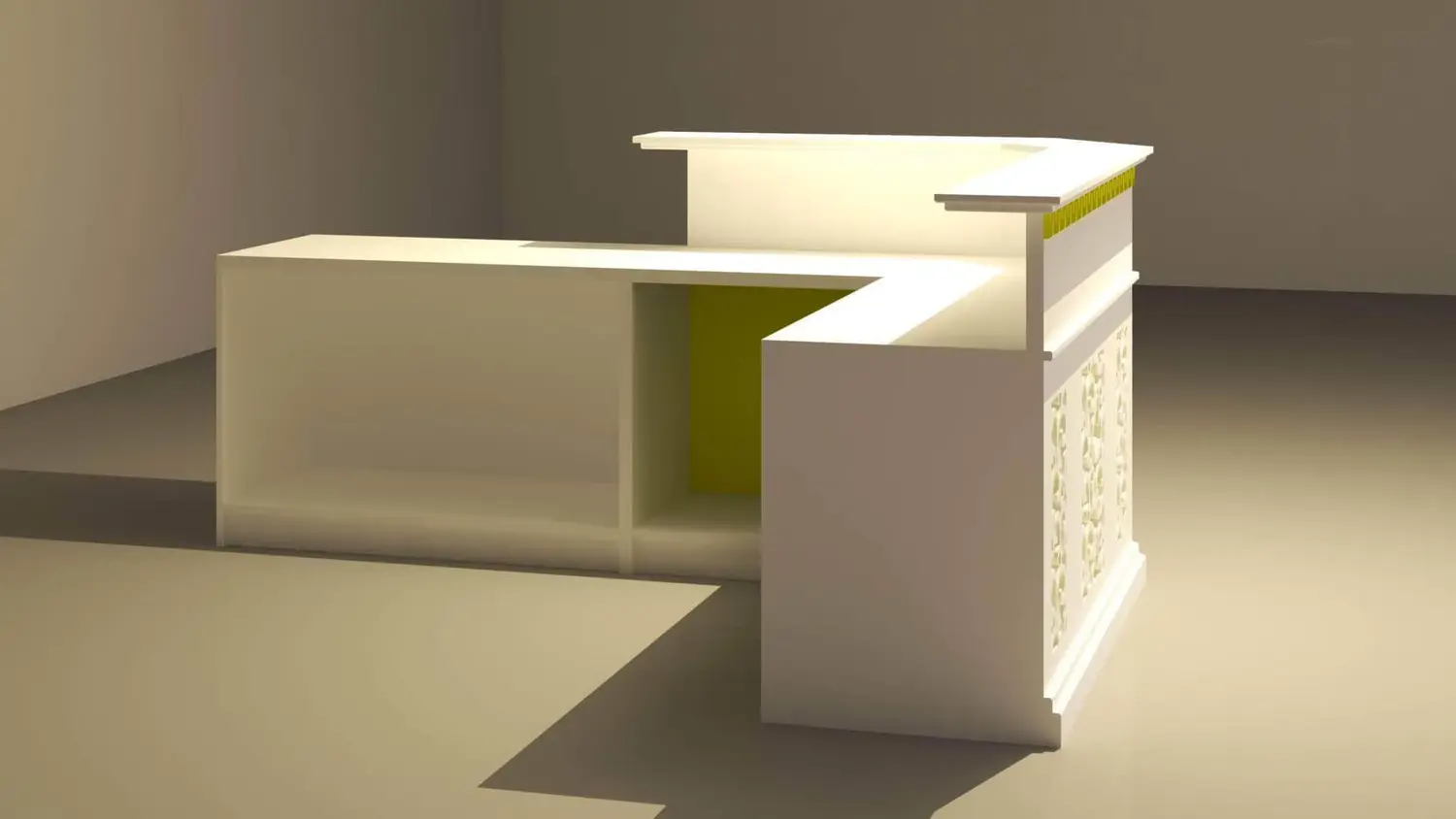 Mặt trong bàn quầy lễ tân đẹp được thực hiện tại Bluecons