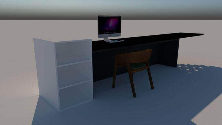 Quầy tiếp tân kết hợp với kệ đựng tài liệu và thu ngân đẹp