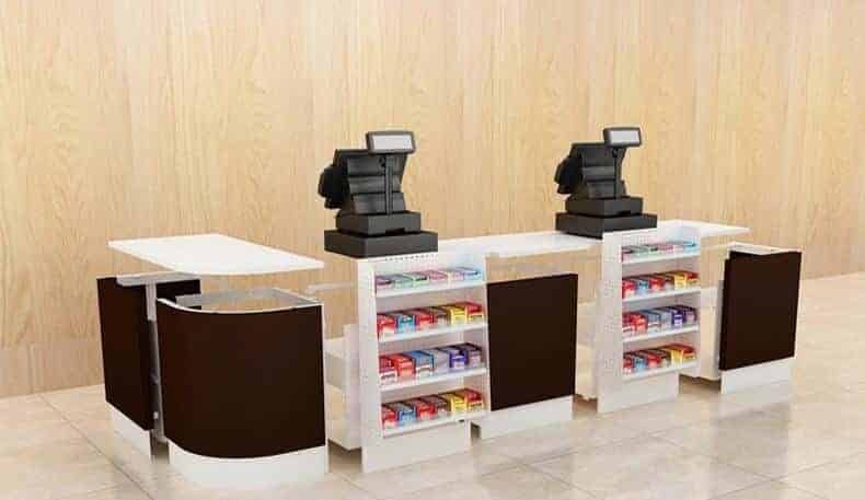Quầy thu ngân siêu thị bàn tính tiền thanh toán nhanh chóng
