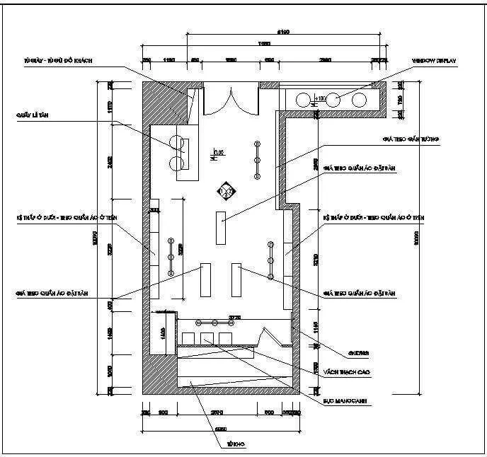 Bản vẽ thiết kế thi công nội thất shop thời trang