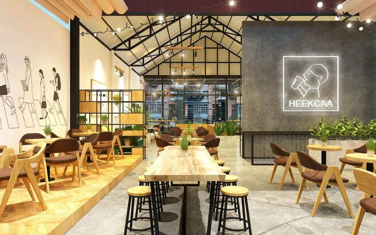 thiết kế thi công quán trà sữa phong cách trẻ trung