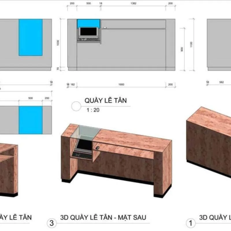 Kích thước thiết kế quầy thu ngân