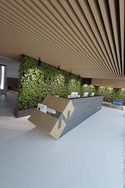 Mẫu quầy thu ngân hiện đại phong cách, thân thiện với môi trường chất liệu gỗ công nghiệp