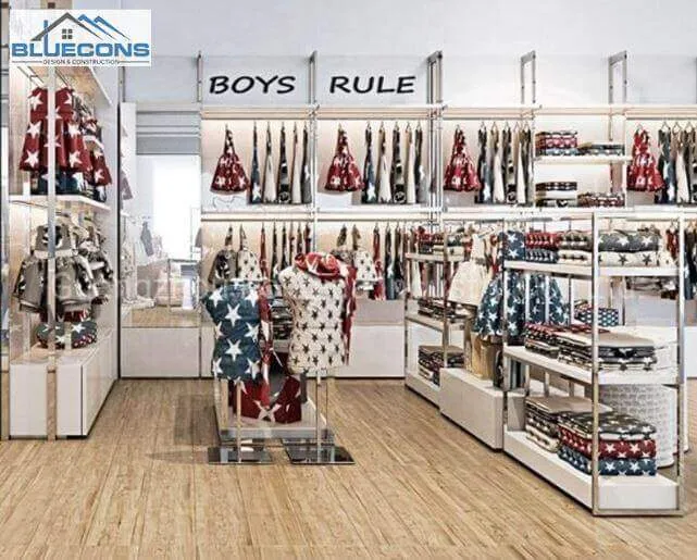 Thiết kế cửa hàng thời trang trẻ em với nội thất tạo sự cân đối, hài hòa