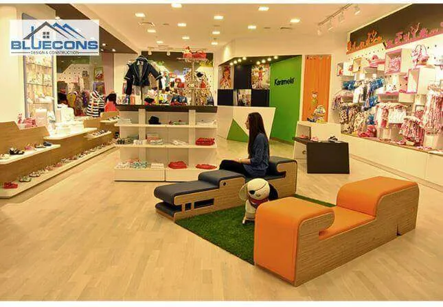 Vật dụng trang trí nội thất của thiết kế cửa hàng thời trang trẻ em đẹp
