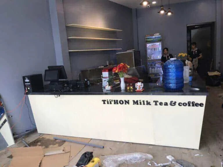 Quầy pha chế trà sữa đẹp