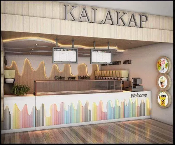 Thiết kế quầy pha chế trà sữa giá thành hợp lý Thiết kế quầy pha chế trà sữa giá thành hợp lý