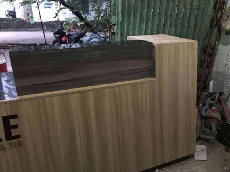 Thi công quầy pha chế bằng gỗ kết hợp khung sắt và mặt đá 07