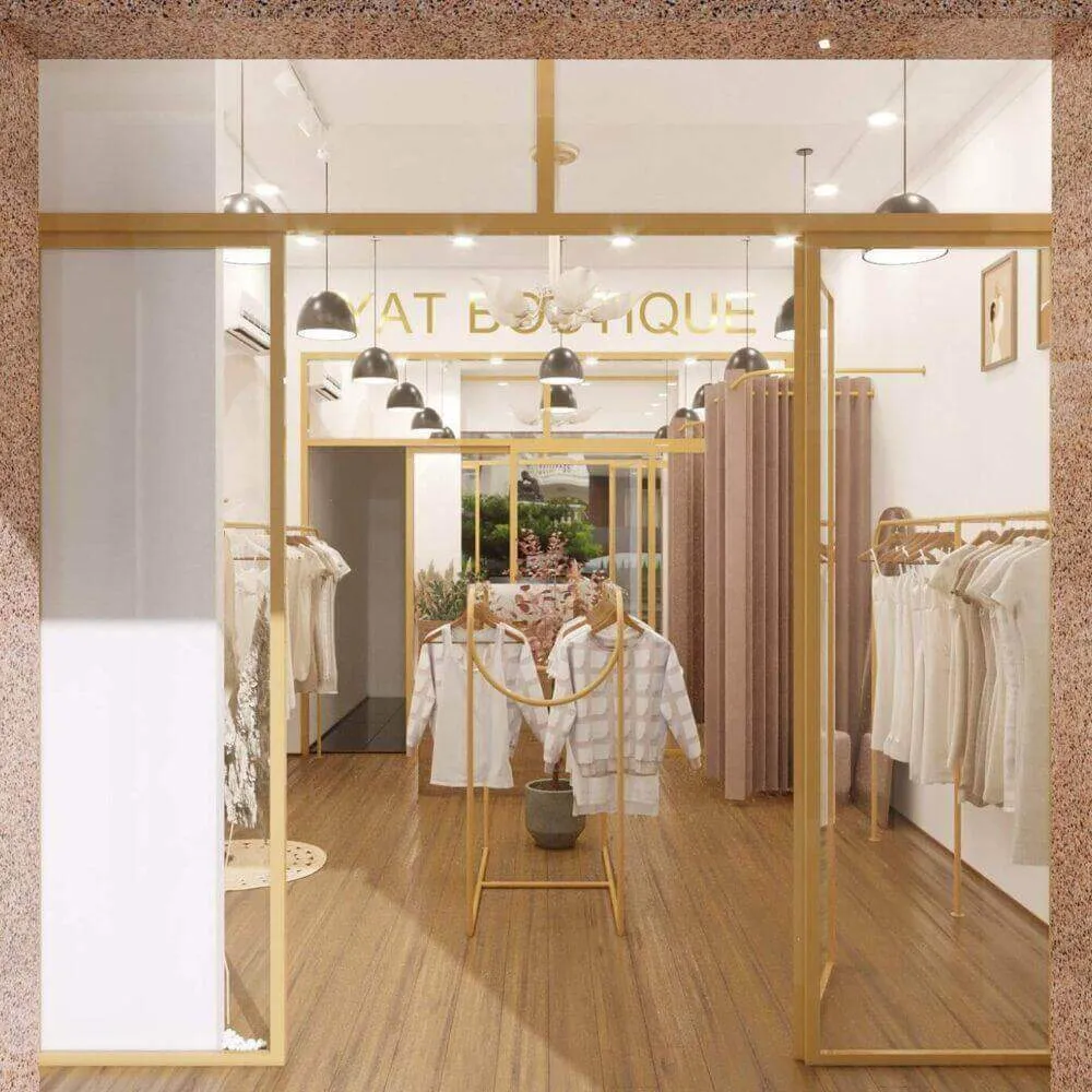 Mẫu thiết kế shop thời trang phong cách đơn giản, hiện đại