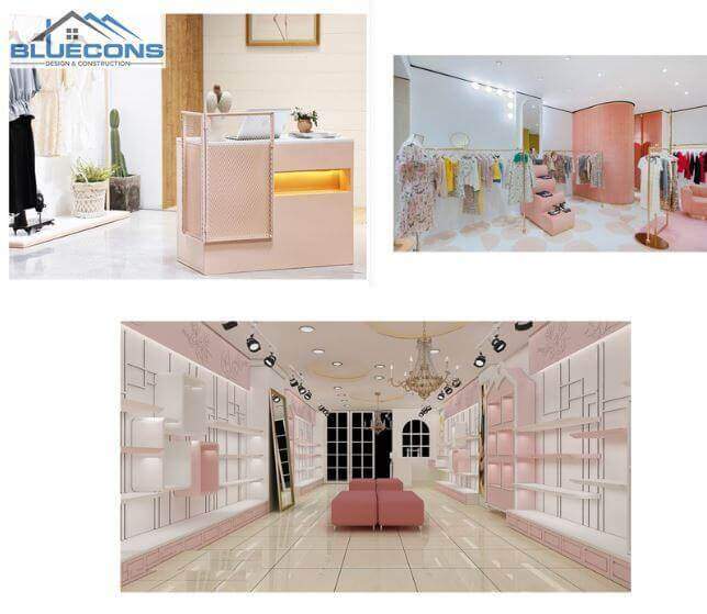 Không gian thiết kế shop đẹp với nội thất đa dạng, hài hòa và cực thu hút