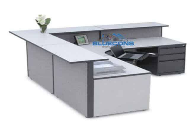 Quầy lễ tân chữ L sang trọng, hiện đại đẹp