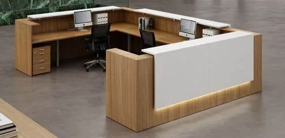 Quầy lễ tân khách sạn mini thiết kế chữ U