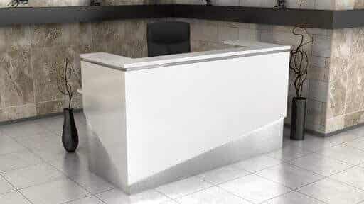 quầy lễ tân gỗ mdf hiện đại phủ lớp melamine trắng 