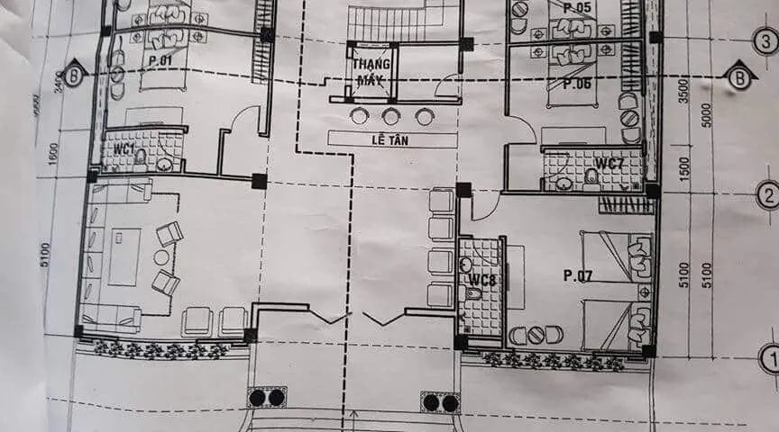 Mặt bằng bố trí khu vực thiết kế quầy lễ tân
