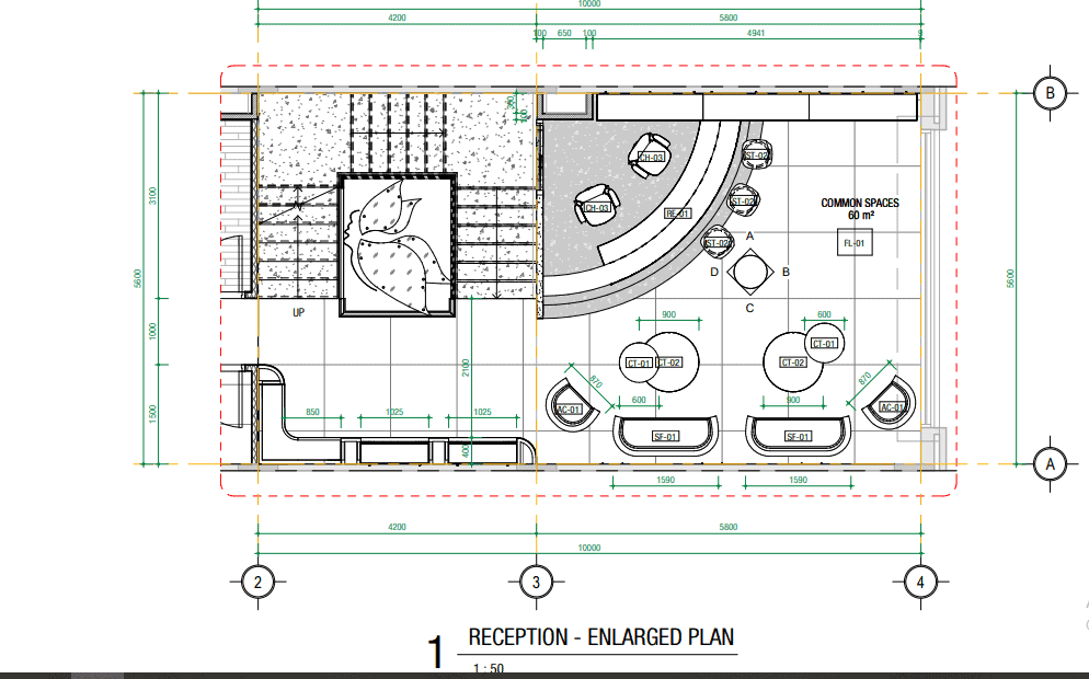 Báo giá thi công nội thất văn phòng - Mẫu vẽ thiết kế chi tiết khu vực chỗ tiếp khách tại văn phòng