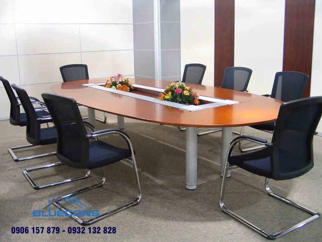 Bàn họp oval quây rỗng 2m4 phong cách hiện đại, đẳng cấp