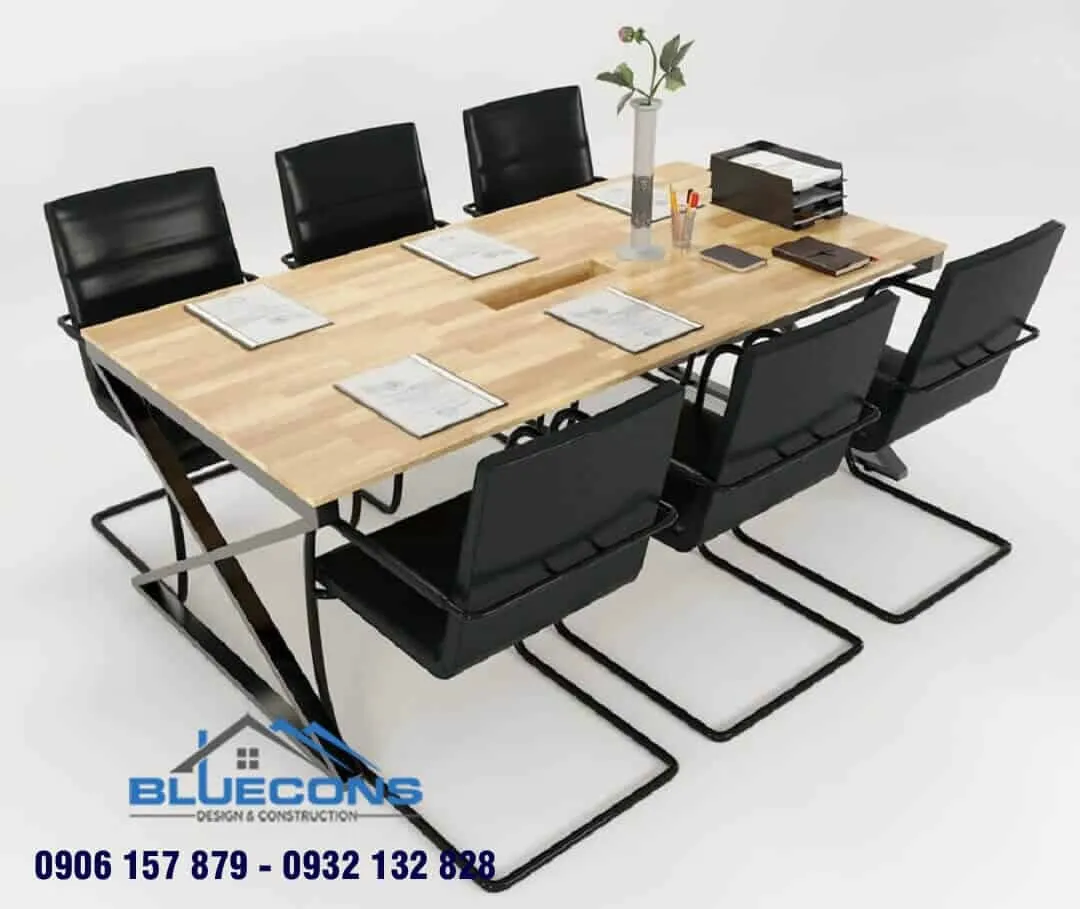 Ngắm nhìn chiếc bàn họp dài 3m có chân bàn độc đáo