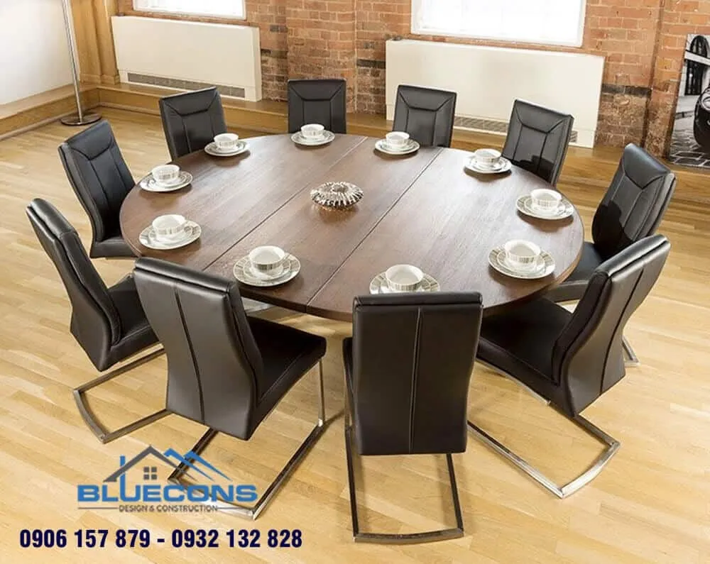 Thiết kế bàn họp tròn dài 3m cho cuộc họp nhiều người rất thuận tiện