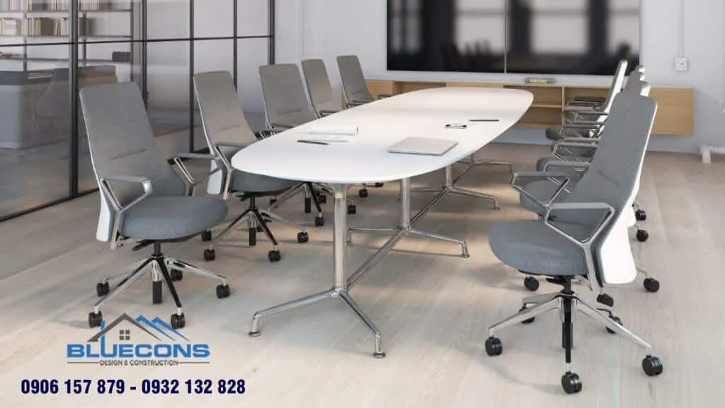 Không thể rời mắt với bàn họp chân sắt gỗ MFC phủ melamine 