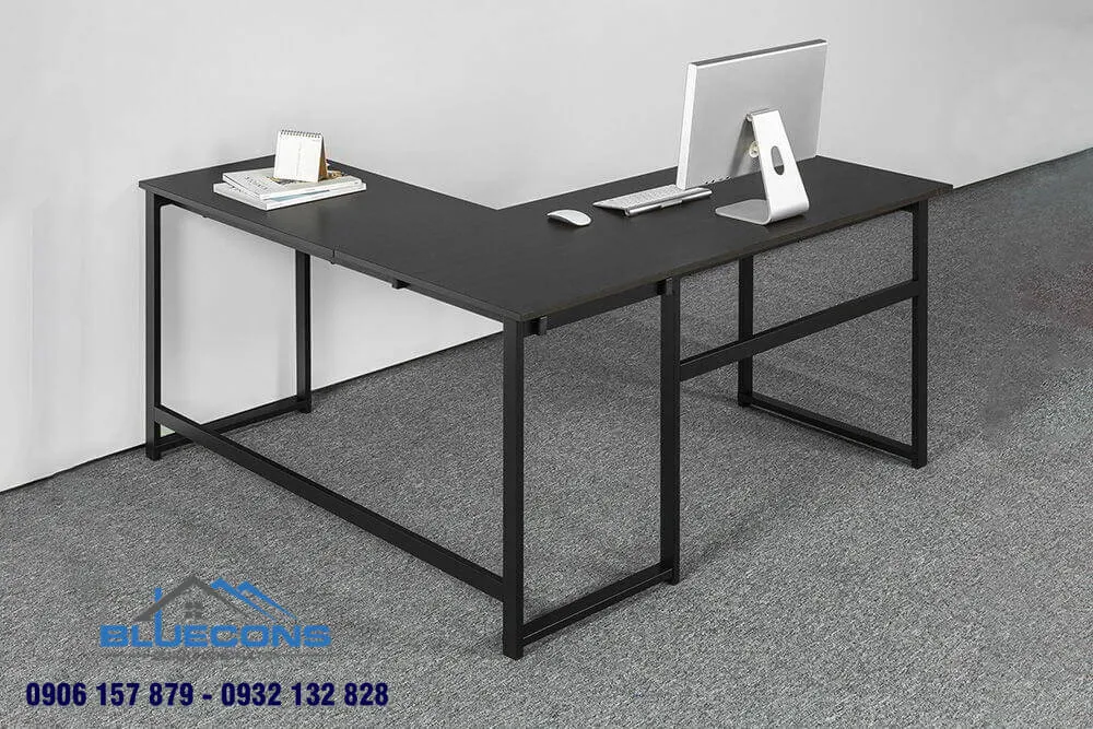 Bàn chữ L chân sắt nhỏ gọn, đơn giản