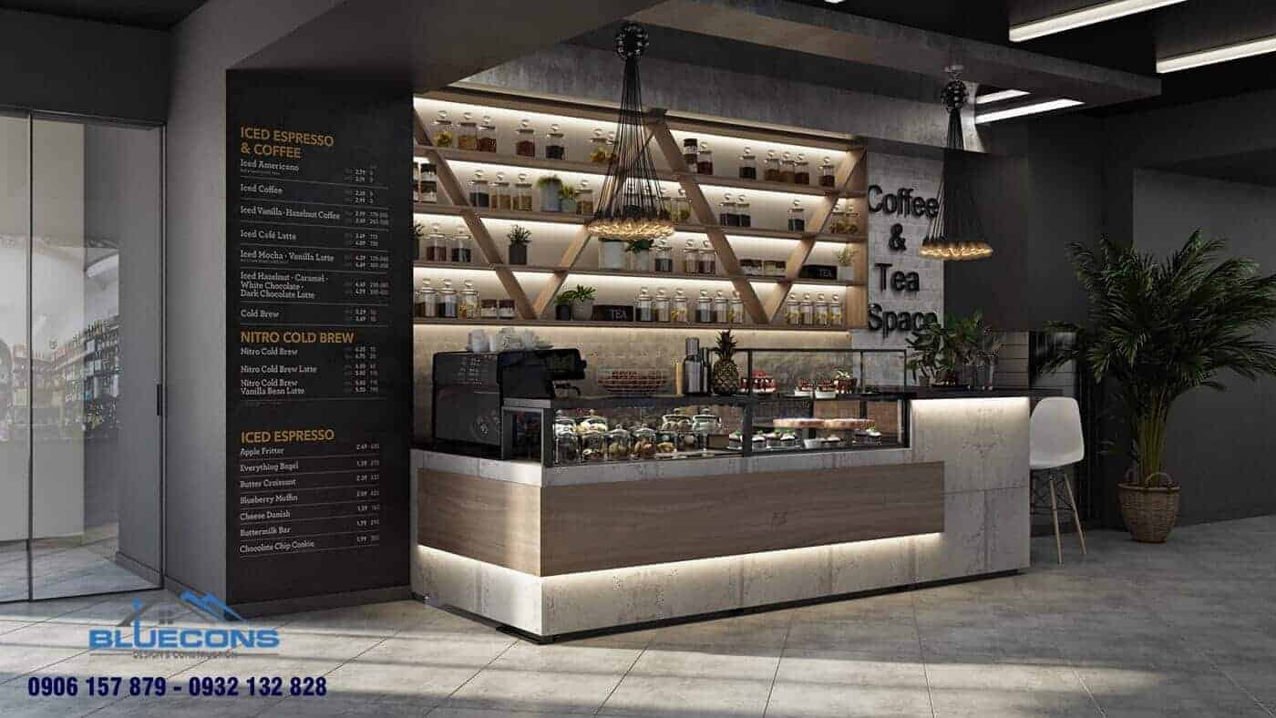 Quầy thu ngân quán cafe 13 Chất liệu acrylic giúp quầy thu ngân thêm sang trọng, lộng lẫy