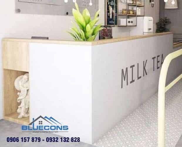 Quầy thu ngân quán cafe 5 Quầy thu ngân cho quán trà sữa đẹp, ấn tượng với màu trắng tinh khiết