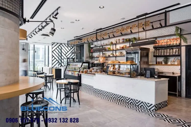 Tone trắng làm cho không gian quán thêm rộng mở