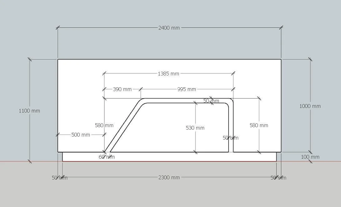 kích thước quầy lễ tân văn phòng công ty