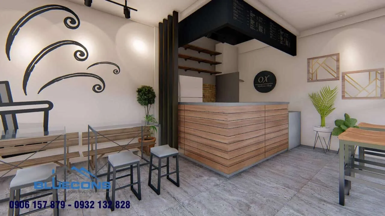 Quầy thu ngân cho quán trà sữa thường có kích thước nhỏ và thiết kế đáng yêu