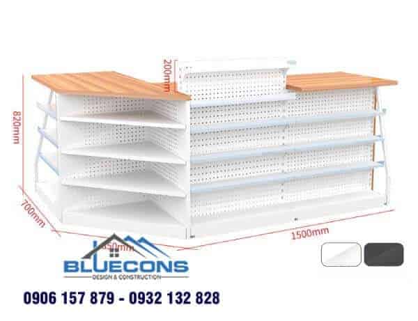Quầy thu ngân khung sắt có thiết kế đơn giản, giá thành phù hợp