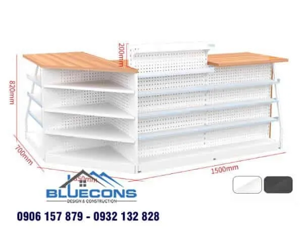 Quầy thu ngân khung sắt có thiết kế đơn giản, giá thành phù hợp