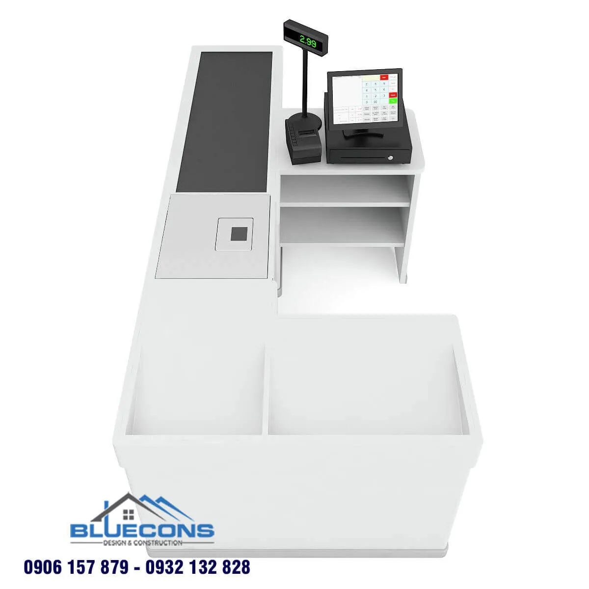 Cực đa năng với bàn thu ngân siêu thị ốp acrylic có băng chuyền 