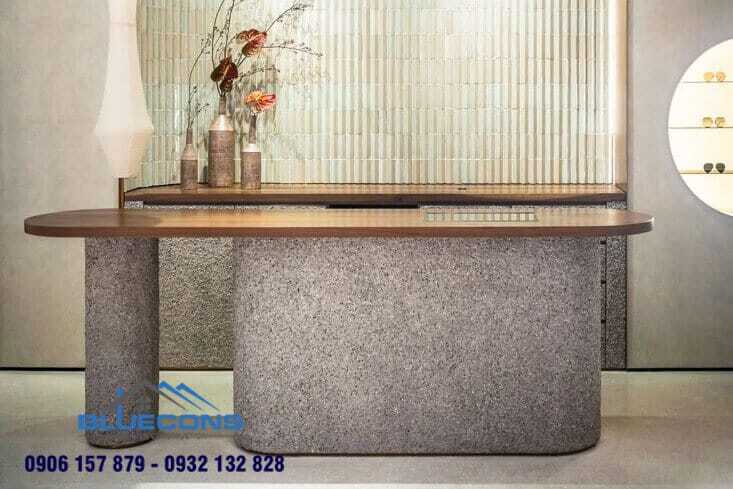Quầy tính tiền thu ngân bằng đá đơn giản, tinh tế