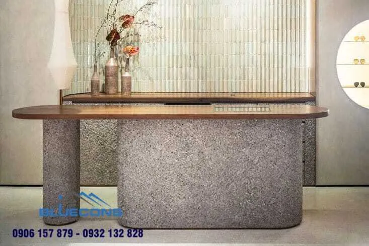 Quầy tính tiền thu ngân bằng đá đơn giản, tinh tế 