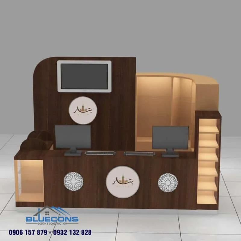 Bàn thu ngân spa gỗ thiết kế nhiều ngăn hiện đại