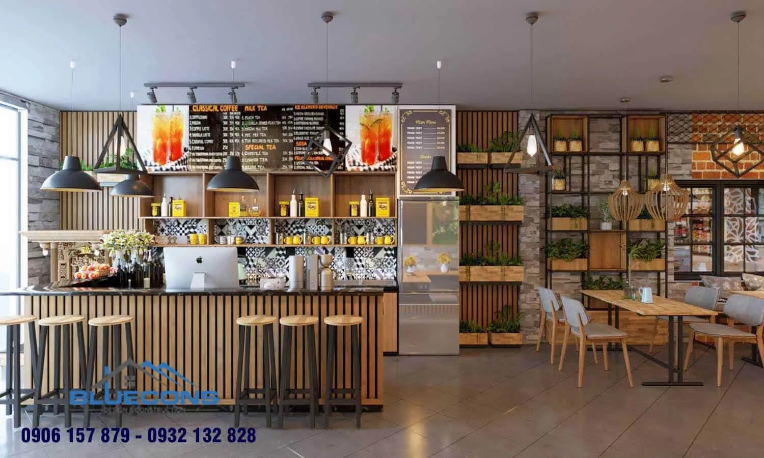 Màu sắc quầy thu ngân cần hài hòa với tone màu chủ đạo