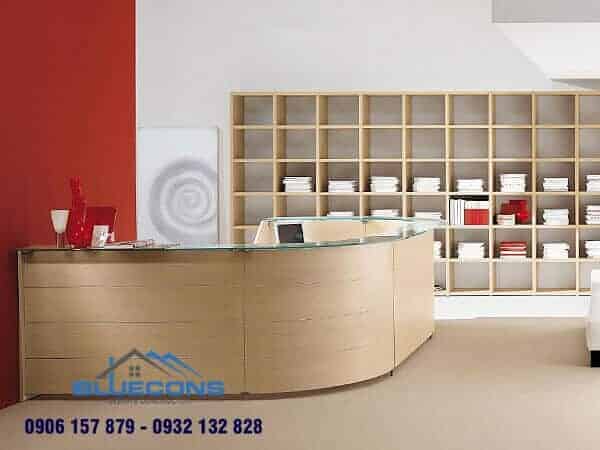 Quầy Thu Ngân Mini 7 Bàn thu ngân mặt kính cong đầy tinh tế, dễ dàng lau chùi