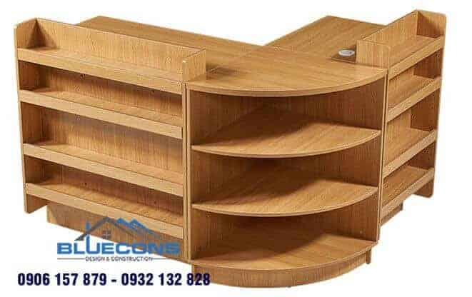 Quầy Thu Ngân Mini 9 Trang trí thả ga với bàn thu ngân chữ L sáng tạo