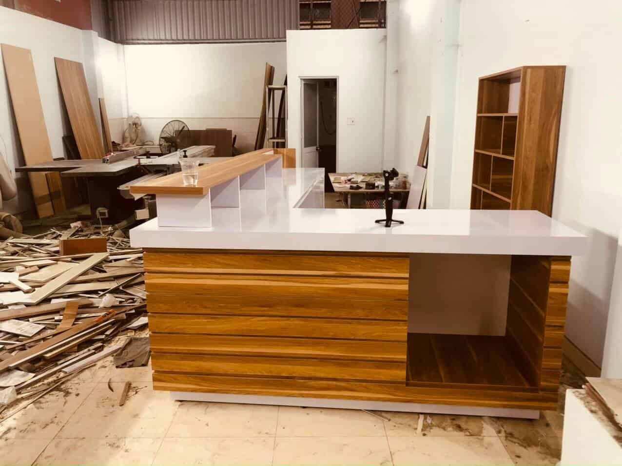 quầy trà sữa đẹp bằng gỗ chống ẩm cao cấp