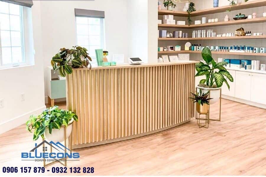 Quầy thu ngân gỗ đẹp 2 Tủ quầy thu ngân gỗ công nghiệp bền, đẹp, dễ dàng vệ sinh