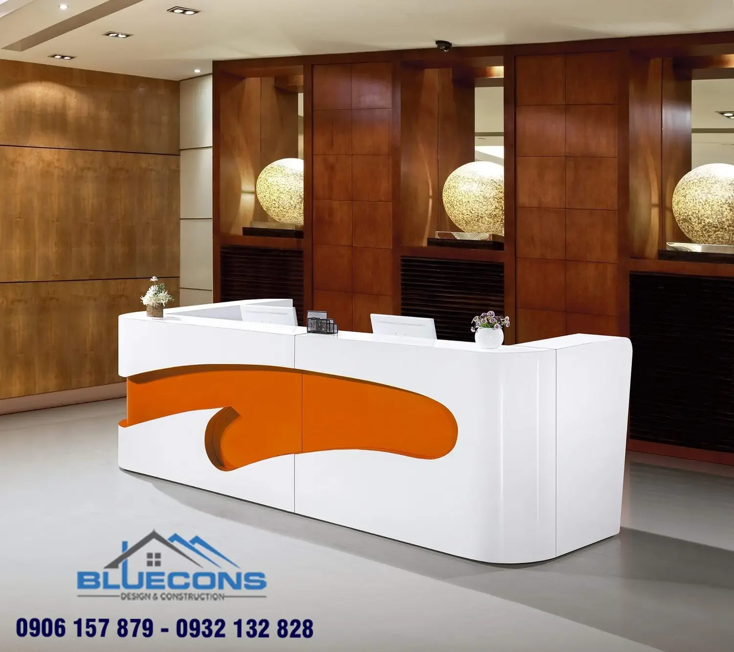 Quầy thu ngân dạng tủ gỗ MDF tiện dụng