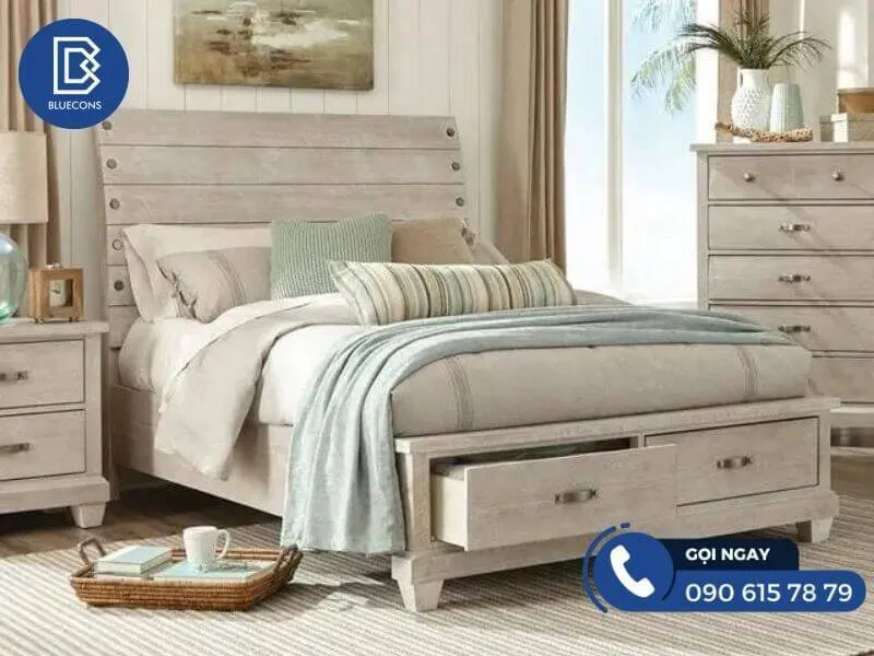 Giường ngủ gỗ MDF phong cách Châu Âu