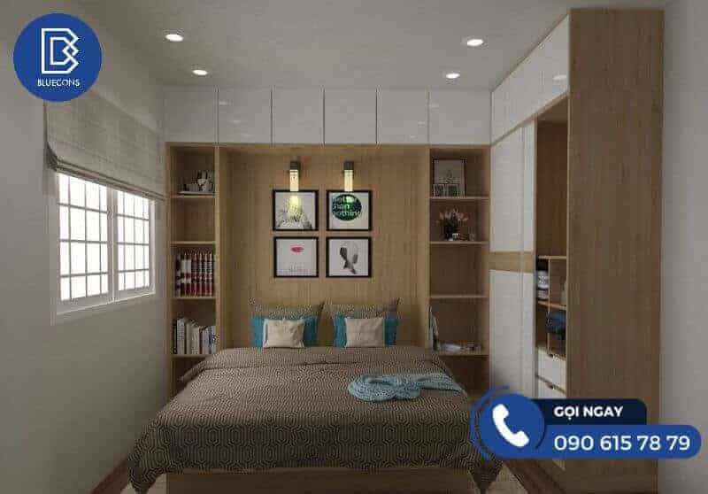  Giường ngủ liền tủ kết hợp kệ trang trí 