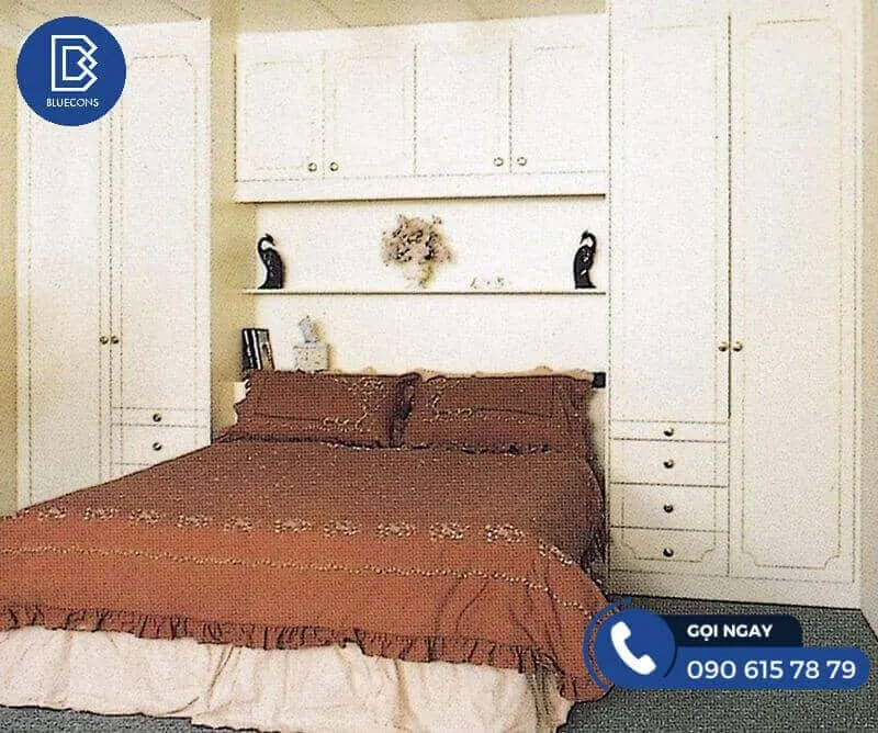 Mẫu giường ngủ đẹp liền tủ phong cách cổ điển sang trọng