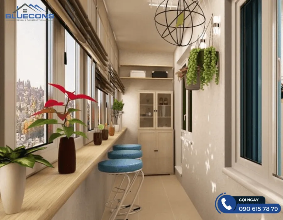 Quầy bar mini cho ban công bằng gỗ công nghiệp