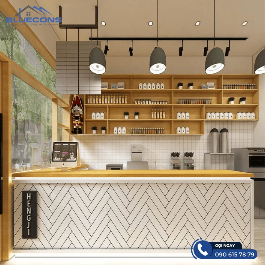 Quán trà sữa thiết kế với quầy bar mini